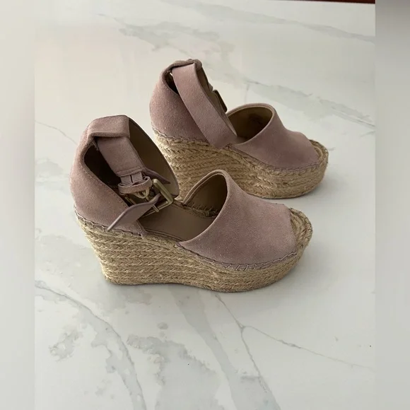 Marc Fisher Pink Espadrille Wedge Sandals - Picture 6 of 11